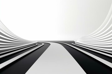 Abstract empty road with lines on white background. Generative AI