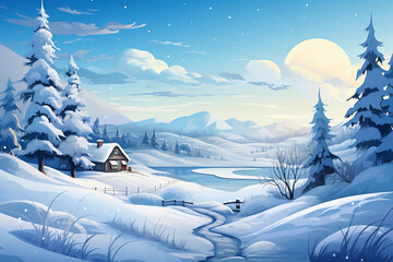 Winter Wonderland, A Whimsical Snowscape in Magical Illumination