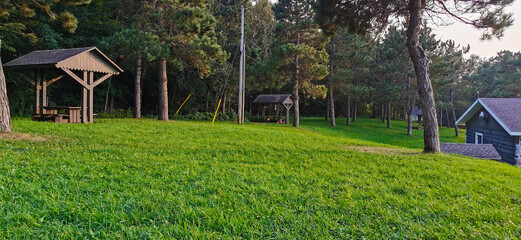 Obraz premium green grass park view