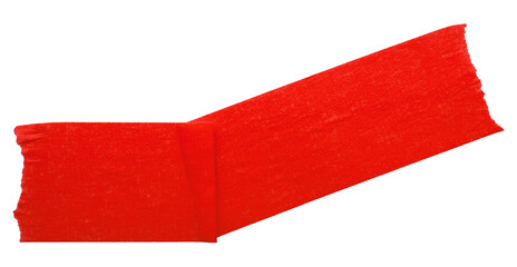 red crumpled torn tape isolated on transparent background.