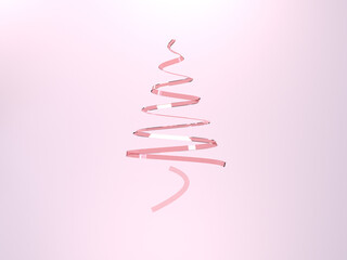 pink ribon christmas tree pink background 3d rendering