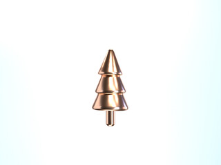 gold christmas tree white background 3d rendering