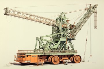 Fototapeta na wymiar Design for a crane used to lift heavy objects on a construction site. Generative AI