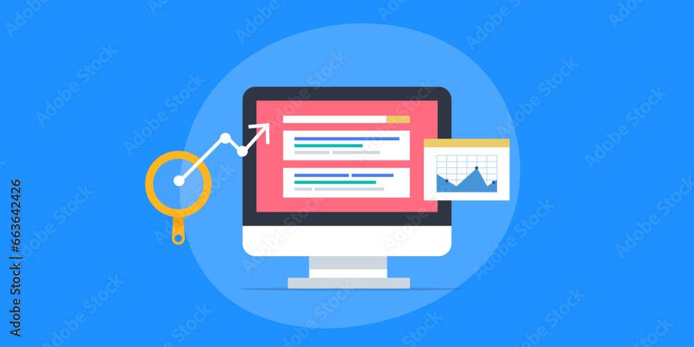 Poster website ranking on search engine, seo optimization, keyword analytics, web traffic and conversion da