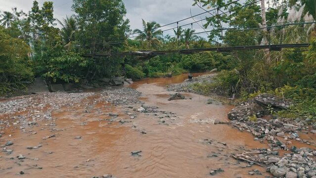 Old Bridge in the rural forested Surigao Near Mabini in Philippines