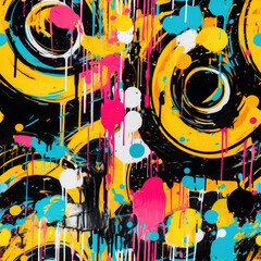 Graffiti funky rave grunge colorful repeat pattern