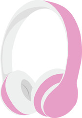 pink wireless headphones vector illustration.