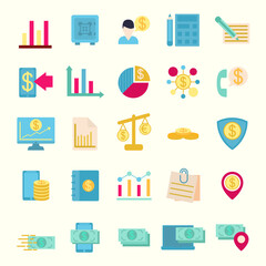 Business and Financial Icon Bundle Package Vector Illustration