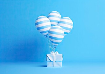 Balloons with gift box.