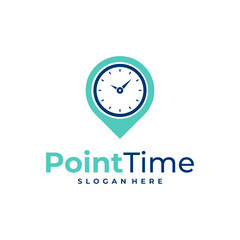 Time with Point logo design vector. Creative Clock logo concepts template