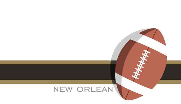 Template for presentation or infographics with New Orleans Saints American football team uniform colors lines and ball