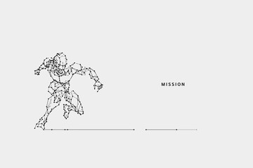 The particles, geometric art, lines, and dots of the robot moving action. conceptual of business starting and beginning. vector illustration.
- line stroke weight editable