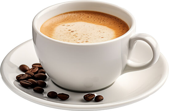 Cup of coffee on transparent background.