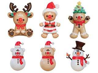 Characters: cookies, bears, and deer in the Christmas festival For decoration and give as a gift