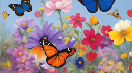 paint art of butterflies on a flower