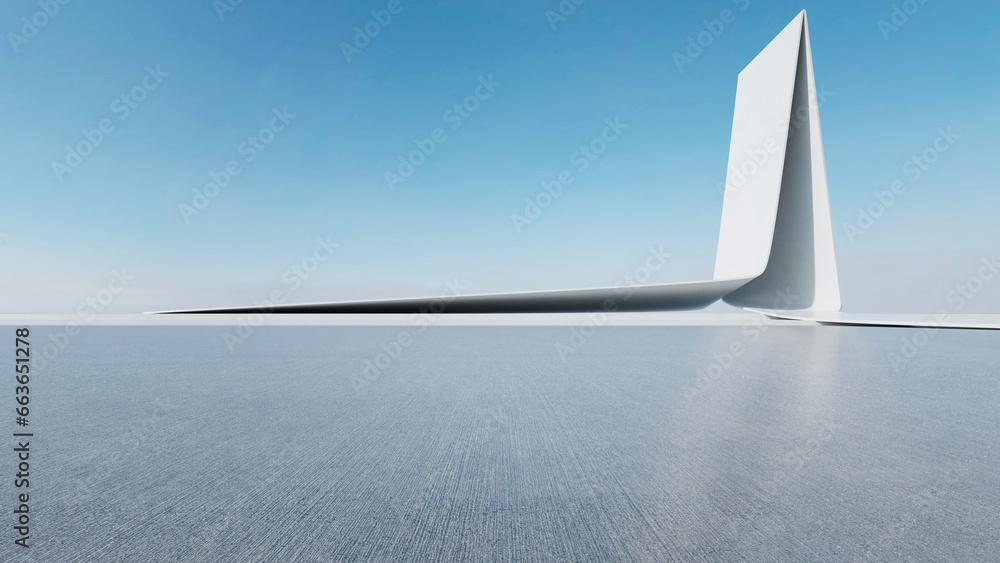 Aufkleber 3d render of abstract futuristic architecture with empty concrete floor. Scene for car presentation.