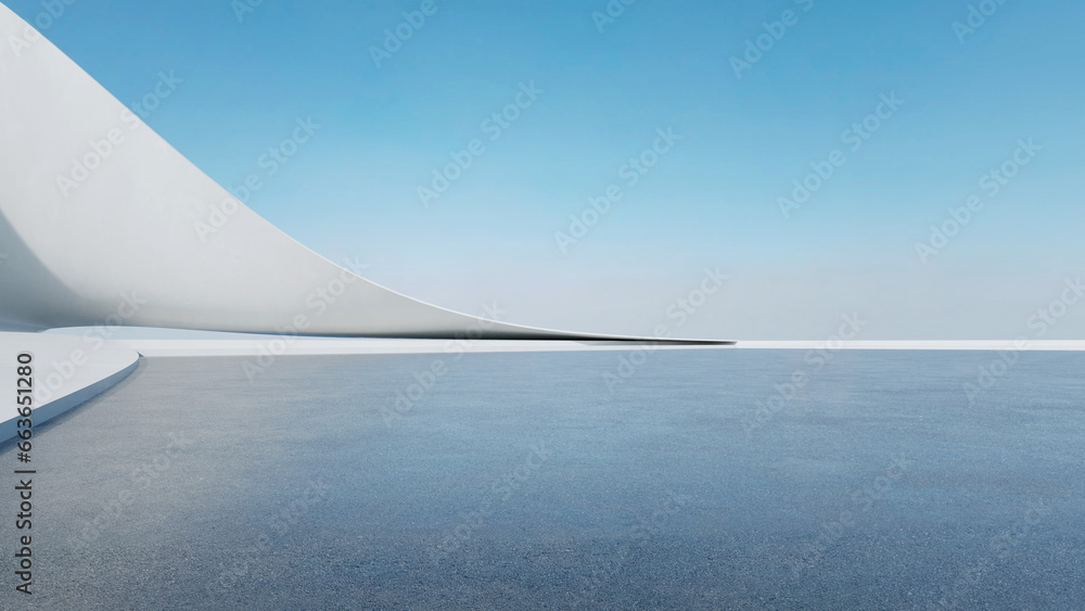 Leinwandbilder 3d render of abstract futuristic architecture with empty concrete floor. Scene for car presentation.