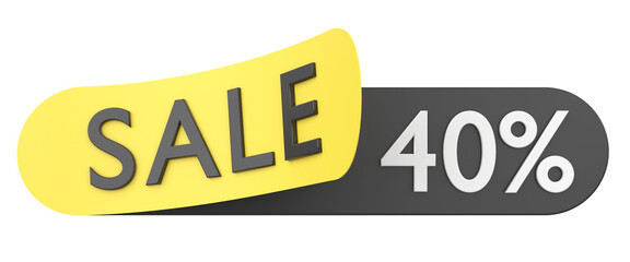 Forty percent sale. 40% sale. 3D illistration.