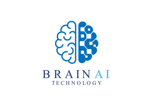 brain logo suitable for technology logo design. brain tech vector logo template. Artificial intelligence logo