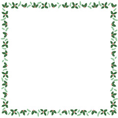 Holiday season Christmas Holly wreath frame botanical vector illustration, Hand-drawn style.