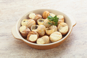 Delicous baked snail with butter - Escargot