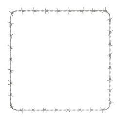 square frame created from metal  barbed wires 