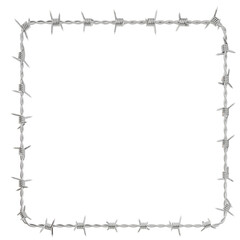 square frame created from metal  barbed wires 