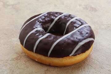 Glazed sweet tasty chocolate donut