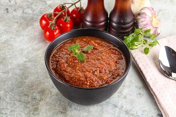 Spanish traditional gazpacho tomato soup