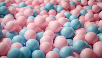 Fototapeta na wymiar Pastel pink and blue balloons wallpaper background