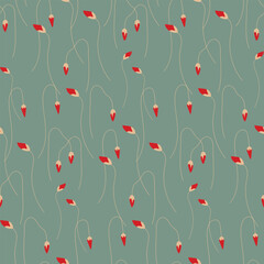 Poppy flowers abstract shapes vector seamless pattern. Matisse minimal style. Floral botanical contemporary background. Floral pattern. Seamless background