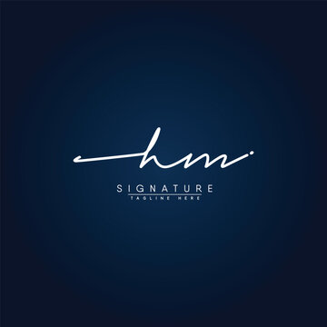 Simple Signature Logo for Alphabet HM - Handwritten Signature for Photography and Fashion Business