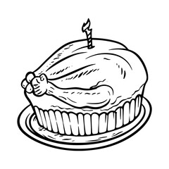 Festive Vector Food Art Traditional Thanksgiving and Christmas Meals