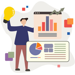 Business Concept. Data analysis concept with business graph. making marketing research or financial reports.