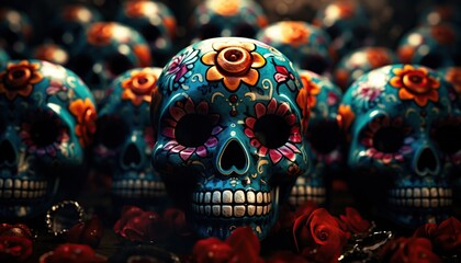 day of the dead sugar skulls. 3D rendered.