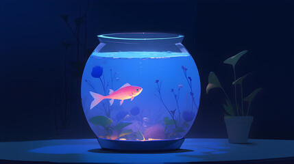 blue glass fish tank