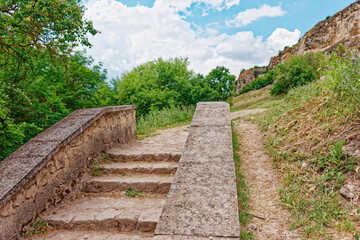 Crimean peninsula - cave city Chufut Kale. Bakhchisaray - ancient settlement in Crimea