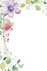 Wildflowers Watercolor Floral border.
