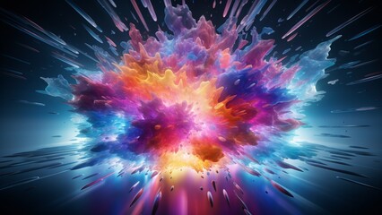 abstract colorful background dynamic, fractal-like explosion of neon colors abstract background HD...