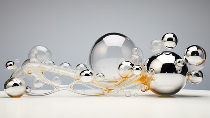  mesmerizing collision of translucent and mirrored spheres abstract background HD image