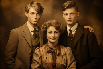 Family vintage retro style photo