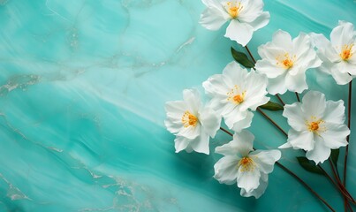 white flowers on marble background