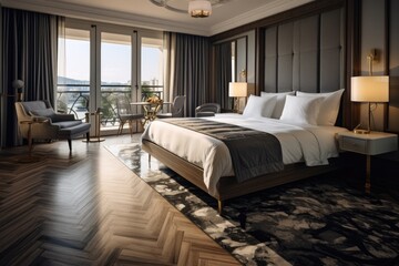 Beach Tropical living & Sea view bedroom for Vacation and Summer an interior design Generative by AI