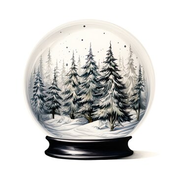 Seasonal winter snowglobe isolated on a white background.