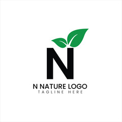 N Leaf Logo Vector