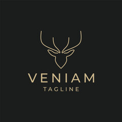 Deer head line art logo vector icon design template