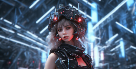 girl in cyberpunk city