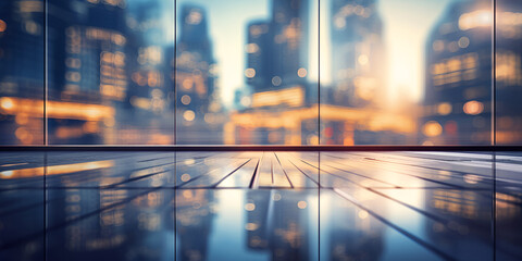 Futuristic metropolitan city modern cityscape with vibrant lights Window blured City Image with bokeh buildings lights Ai Generative
