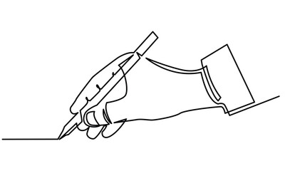 continuous line drawing of a hand with pen line art illustration.