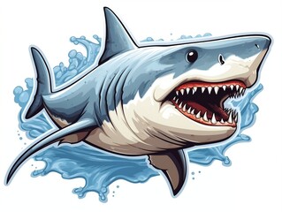 Sticker of a shark for t shirt design vector illustration with isolated background generative ai